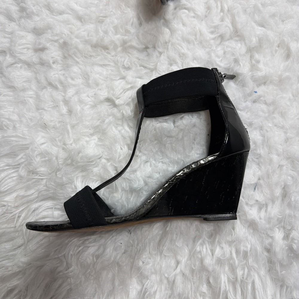 Donald J Pliner VIRGINIA WEDGE SANDALS T Strap Open Toe Patent Leather Platform - Picture 4 of 8